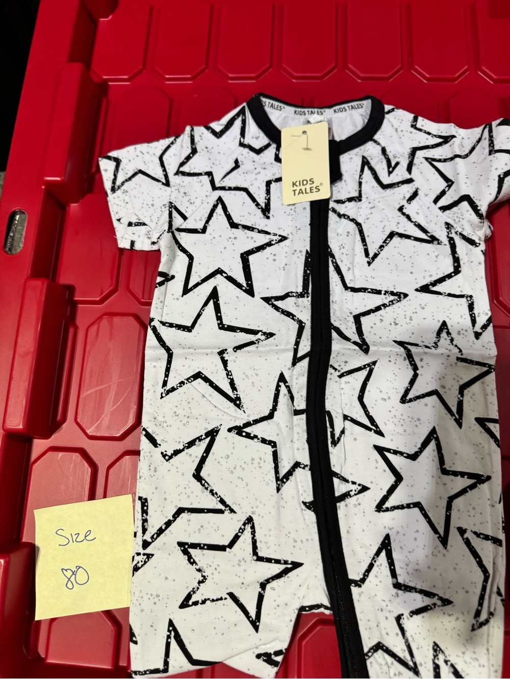 Kids Tales White & Black Star Print One-Piece